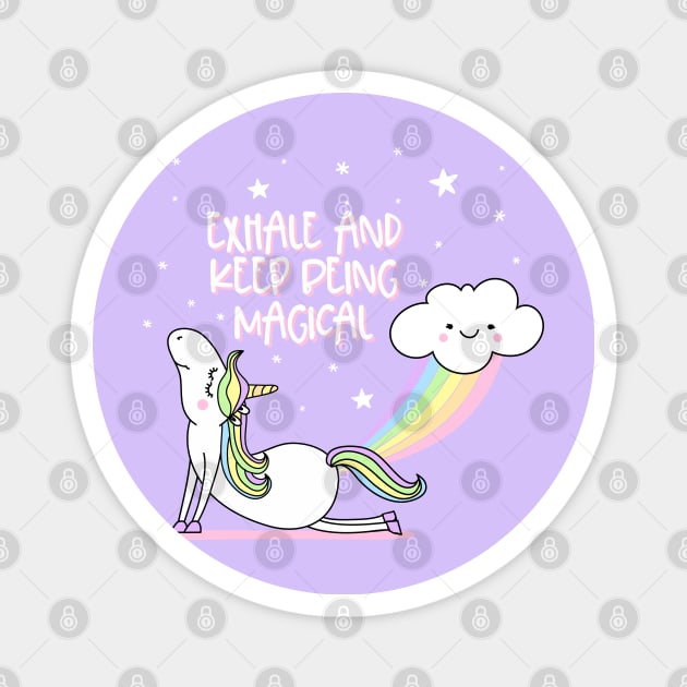 Cute Unicorn Yoga Magnet by Juriren